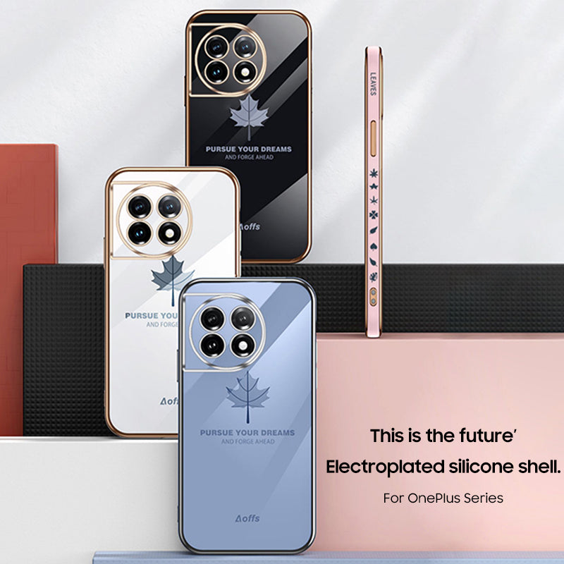 OnePlus Series | Maple Leaf Electroplated Silicone Mobile Phone Case