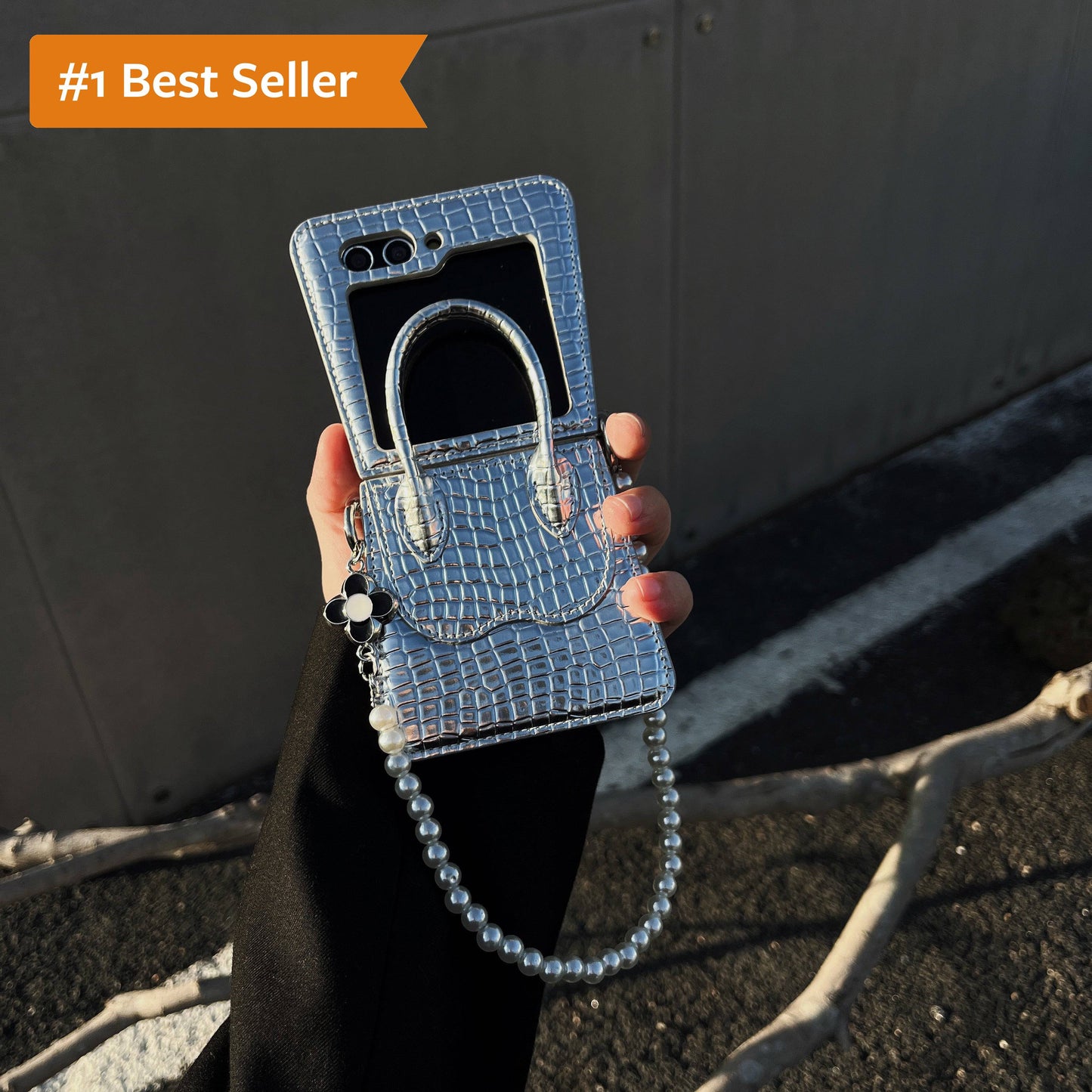 Bag-Style Flip Case for Galaxy Z Flip Series with Buckle & Elegant Chain Handle
