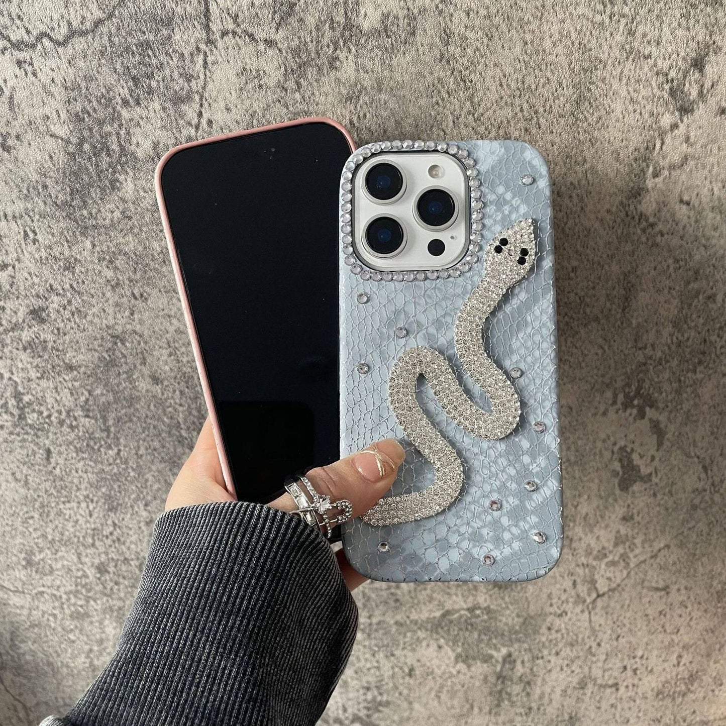 Luxury Diamond Snake iPhone Case – Elegant & Protective
