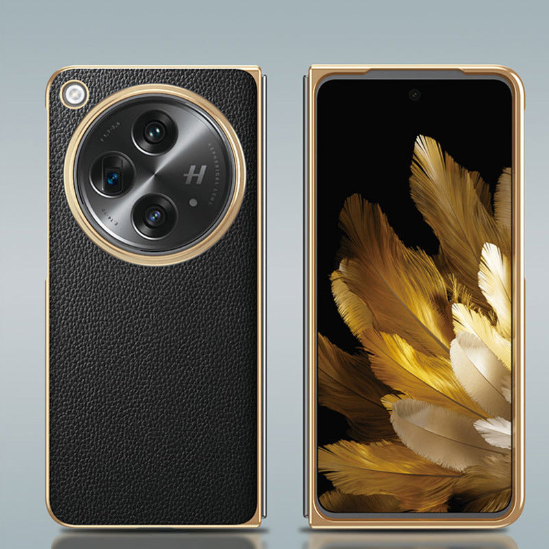 Oneplus-Open Series | Electroplated Frame Genuine Leather Case