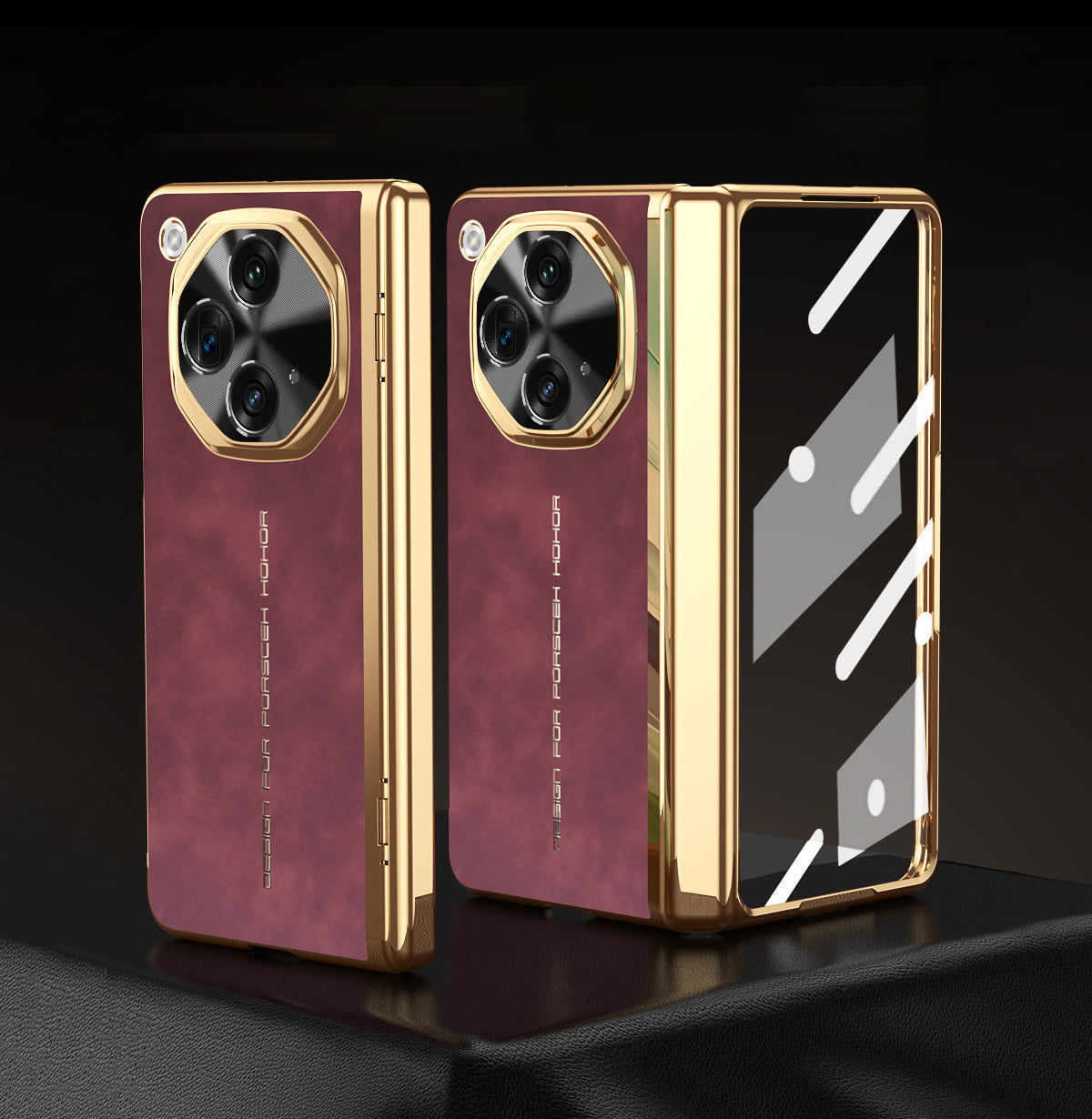 Oneplus-Open Series | Electroplated Gold Edge Leather Case