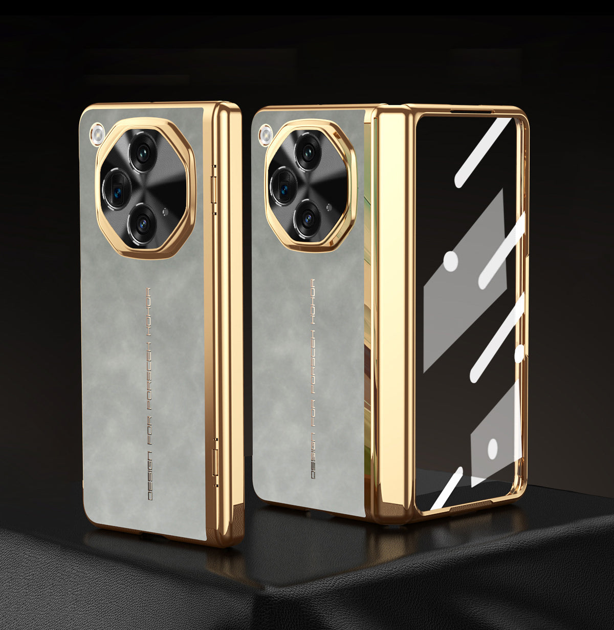 Oneplus-Open Series | Electroplated Gold Edge Leather Case