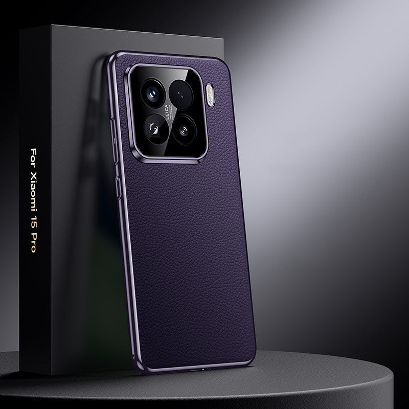 Xiaomi Series | Electroplated Genuine Leather Pebbled Phone Case
