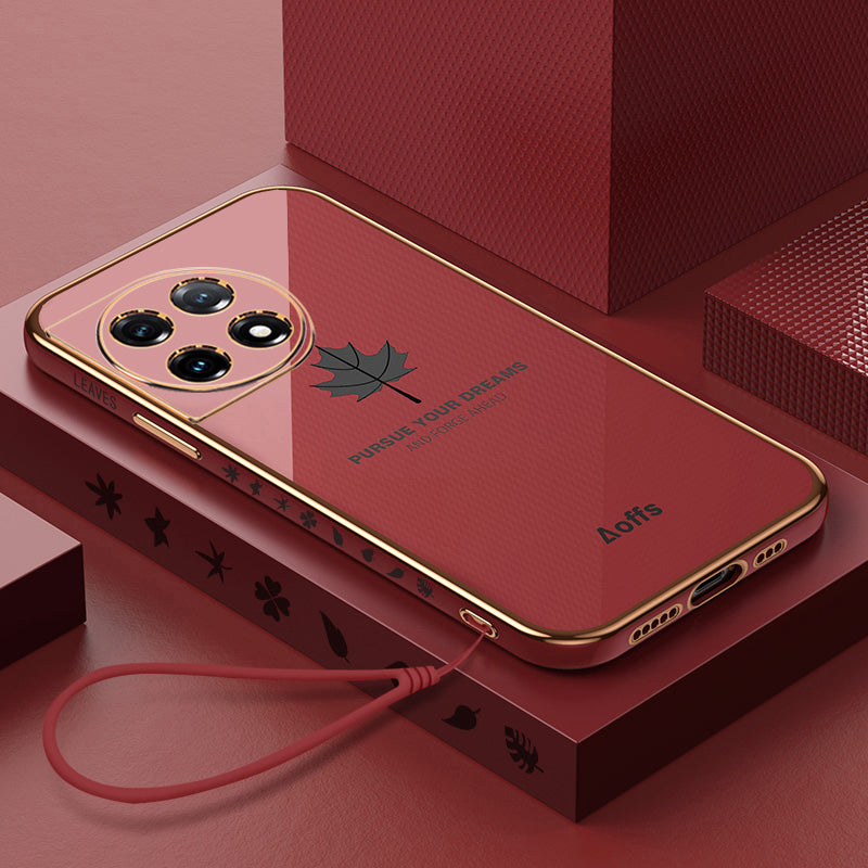 OnePlus Series | Maple Leaf Electroplated Silicone Mobile Phone Case