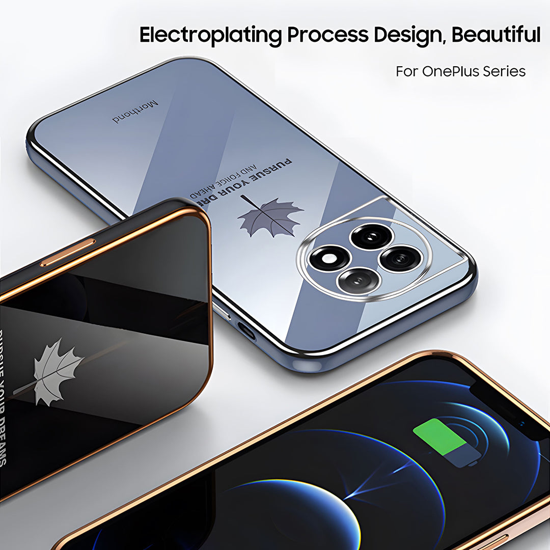 OnePlus Series | Maple Leaf Electroplated Silicone Mobile Phone Case
