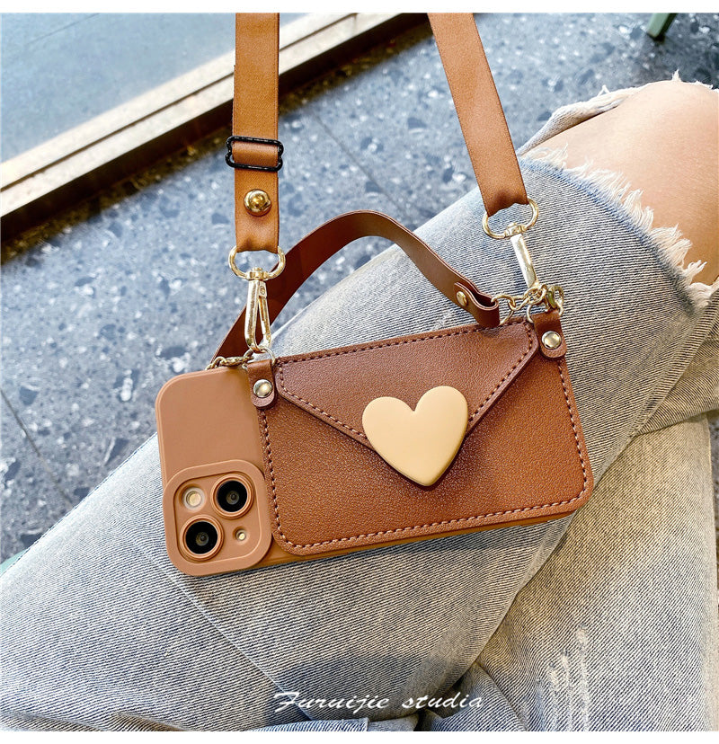 Crossbody Heart Wallet with Necklace Strap and Card Holder