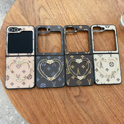 Stylish Luxury Heart Ring Case for Galaxy Z Flip