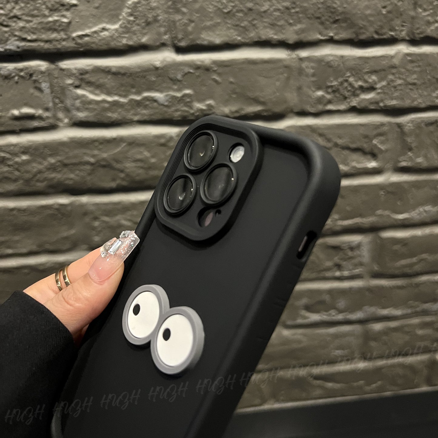 Cartoon 3D Black Brick iPhone Case - Stylish Anti-Fall Protection