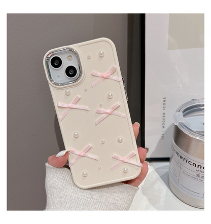 Pearl Bow iPhone Case: Chic & Protective