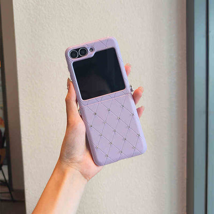 Diamond-Studded Purple Leather Case for Samsung Z Flip 6