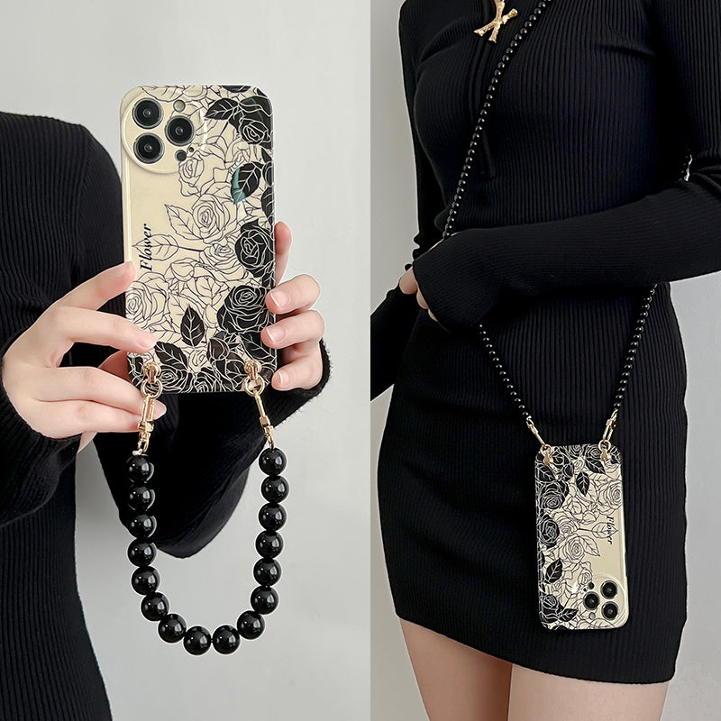 Silk Rose Chain iPhone Crossbody - Elegant Protection