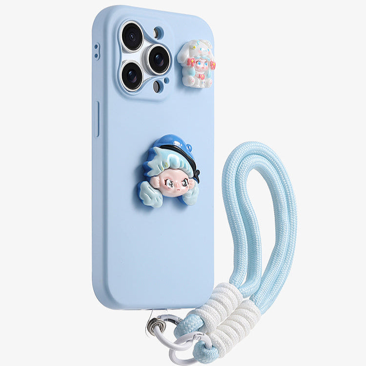 Blue Hat Dora Case with Lanyard for iPhone 16/15/14