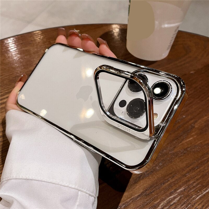 Luxury Plating Invisible Folding Holder Camera Lens Stand Case iphone serie