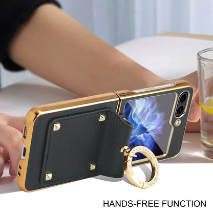 Luxury Leather Plating Case with Ring Holder