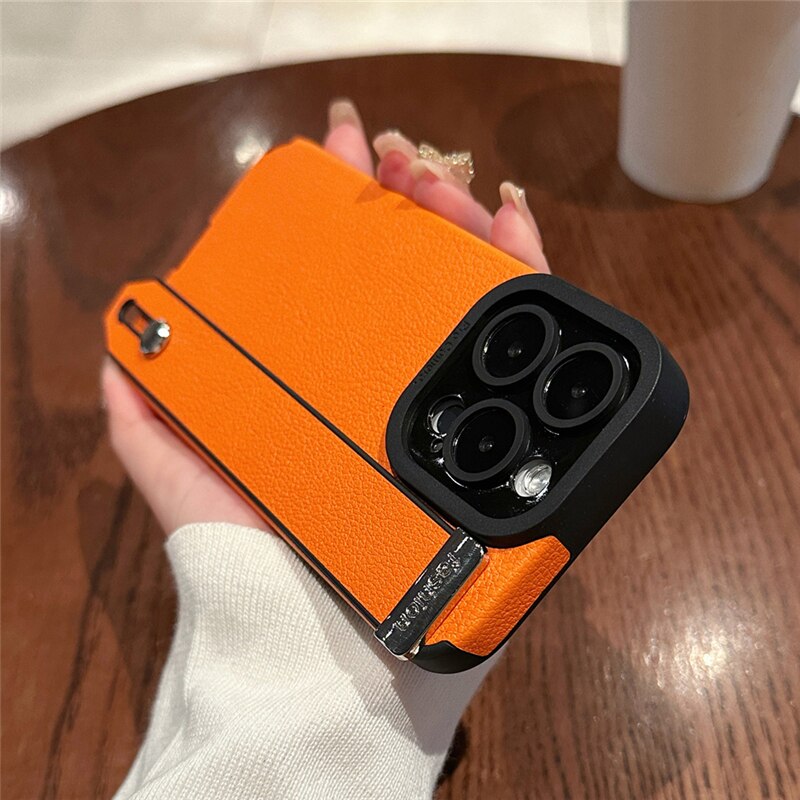 Luxury Leather Wrist Strap Holder Stand For iPhone serie