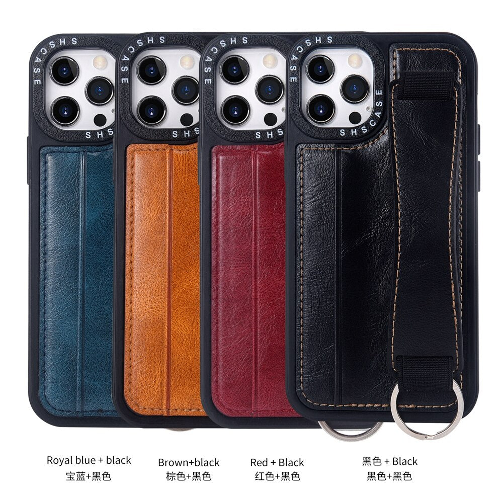 Leather Wallet Stand Wrist Strap Card Pocket Case for iPhone 11serie