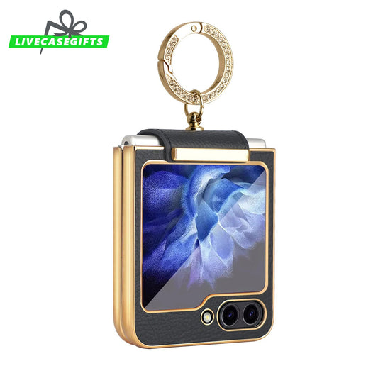 Luxury Leather Plating Case with Ring Holder
