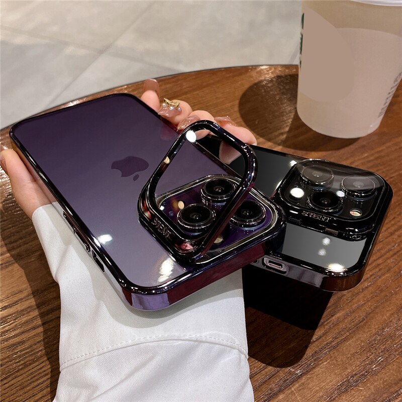 Luxury Plating Invisible Folding Holder Camera Lens Stand Case iphone serie