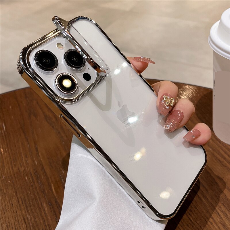 Luxury Plating Invisible Folding Holder Camera Lens Stand Case iphone serie