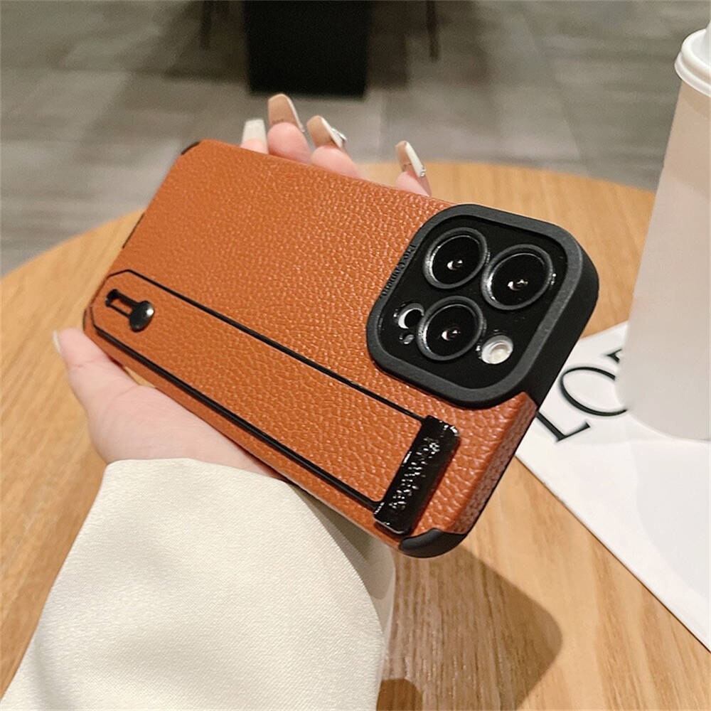 Luxury Leather Wrist Strap Holder Stand For iPhone serie