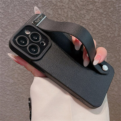 Luxury Leather Wrist Strap Holder Stand For iPhone serie