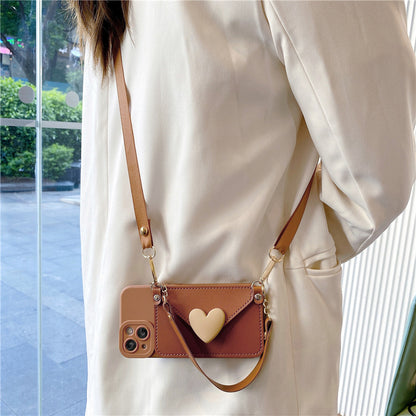 Crossbody Heart Wallet with Necklace Strap and Card Holder