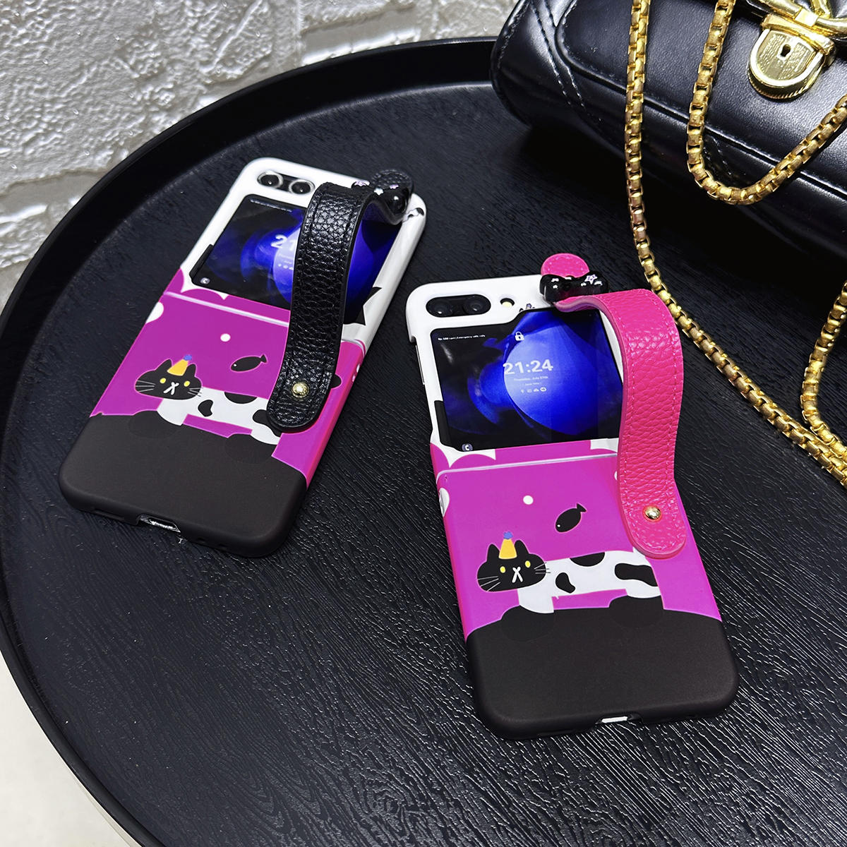 Cute Cartoon Cat Phone Case with Wrist Strap