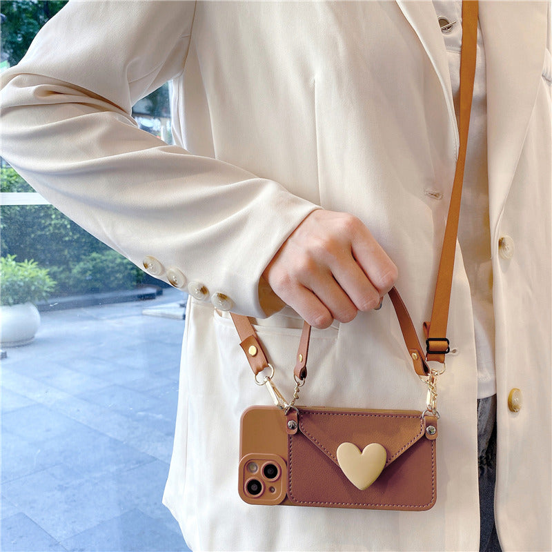 Crossbody Heart Wallet with Necklace Strap and Card Holder