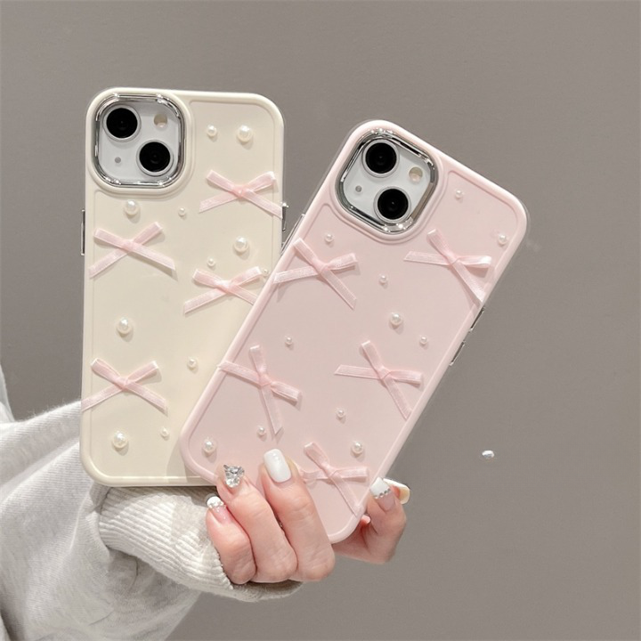 Pearl Bow iPhone Case: Chic & Protective