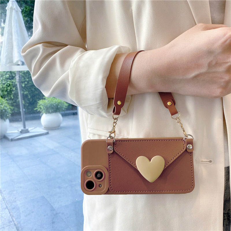 Crossbody Heart Wallet with Necklace Strap and Card Holder