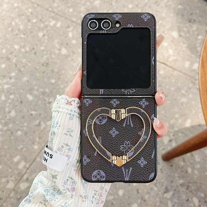 Stylish Luxury Heart Ring Case for Galaxy Z Flip