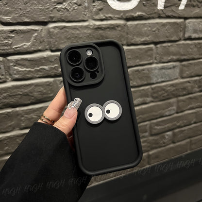 Cartoon 3D Black Brick iPhone Case - Stylish Anti-Fall Protection