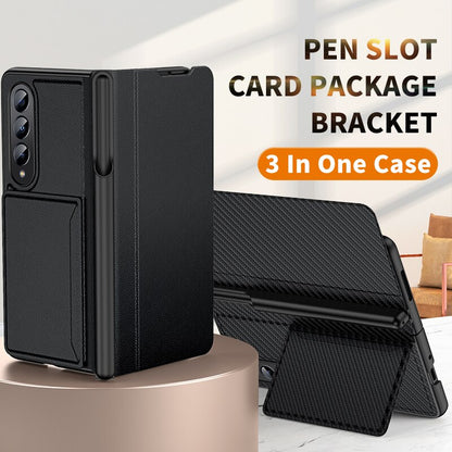 Case with S Pen Holder, Credit Card Holder Hinge Protection Leather Wallet