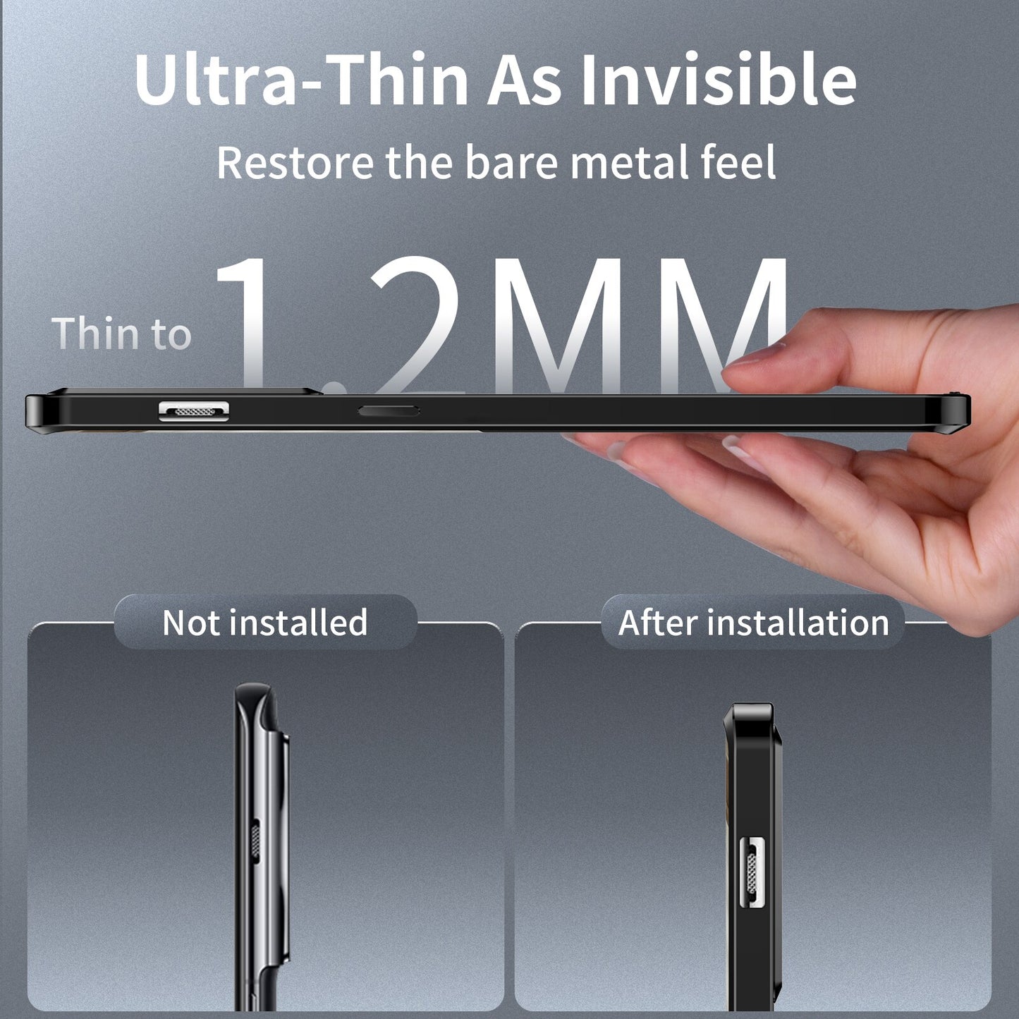 Ultra-Thin Magnetic Magsafe Case with Aluminum Alloy Bumper and HD Glass Protection