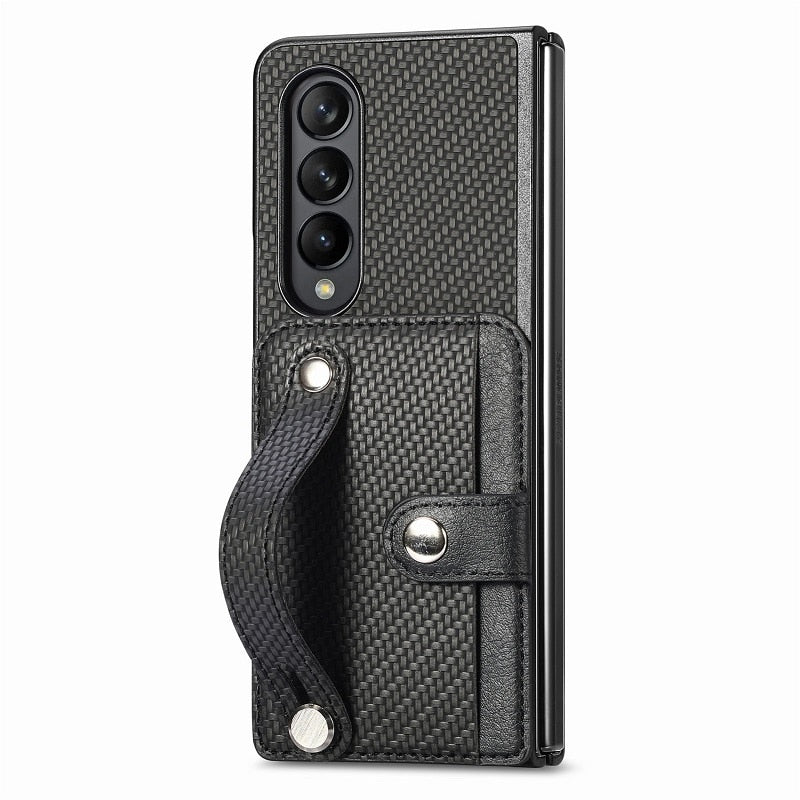 Weave Pattern Phone Case with Card Slot Holder: Luxury Business Cover