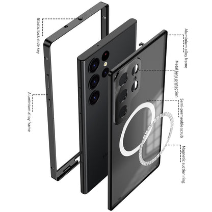 Matte tempered glass wireless charging with an aluminum metal buckle.