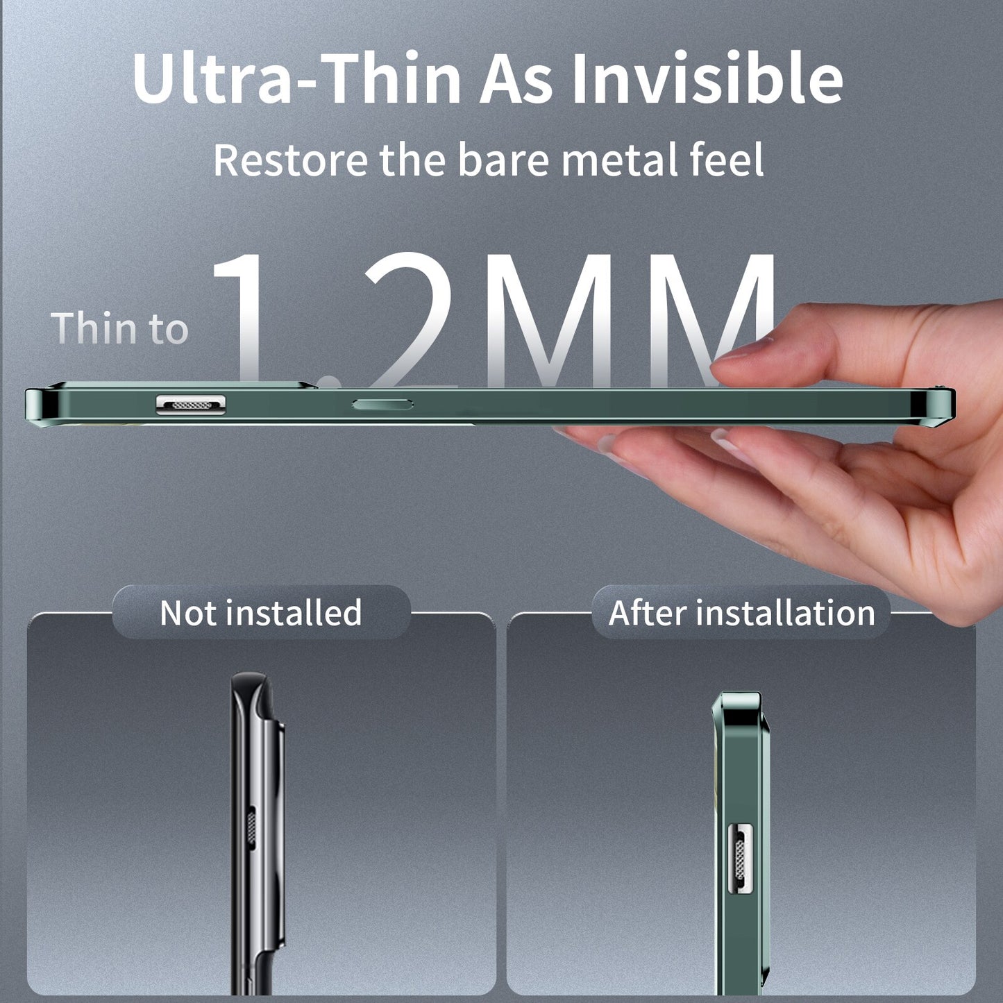 Ultra-Thin Magnetic Magsafe Case with Aluminum Alloy Bumper and HD Glass Protection