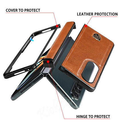 Genuine Leather Case with Hinge: Luxury Shockproof Fashion Shell Cover