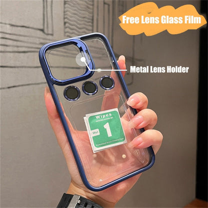 Shockproof Bumper Transparent Lens Cover Stand iPhone Case