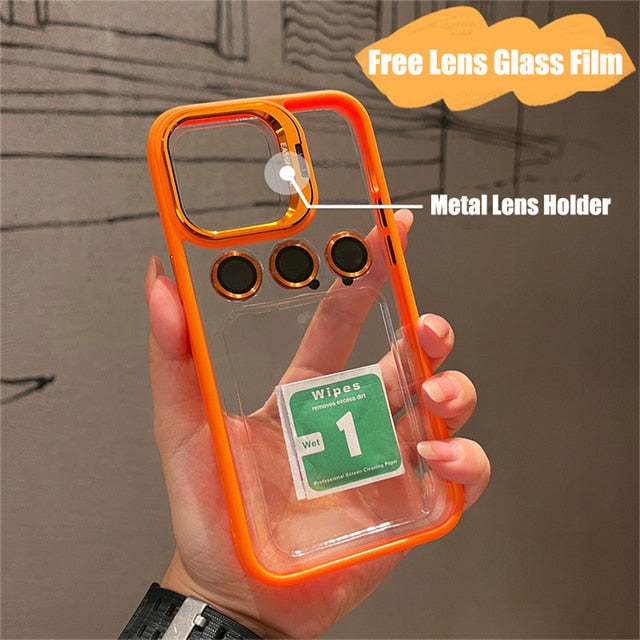 Shockproof Bumper Transparent Lens Cover Stand iPhone Case